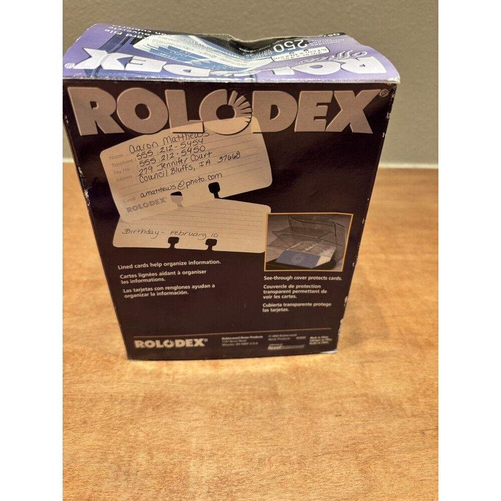 Vintage New Old Stock Rolodex Office Covered Card File 250 Cards